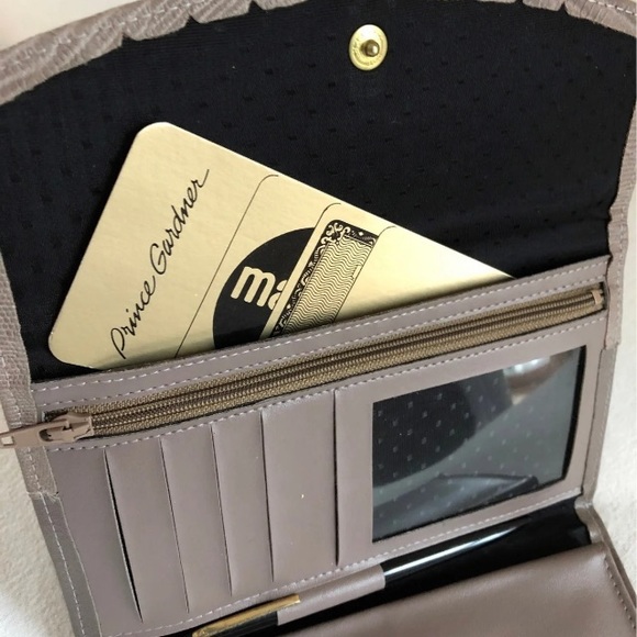 Leather Pigskin Princess Gardener Wallet Taupe NIB Vintage - Picture 9 of 12